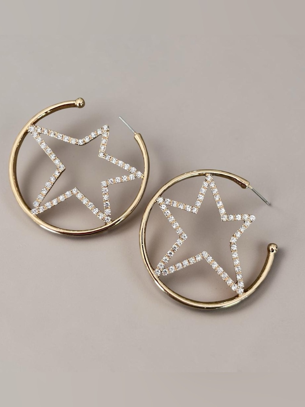 Gold Rhinestone Star Earrings